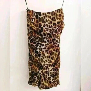 Express mini leopard print strapless dress